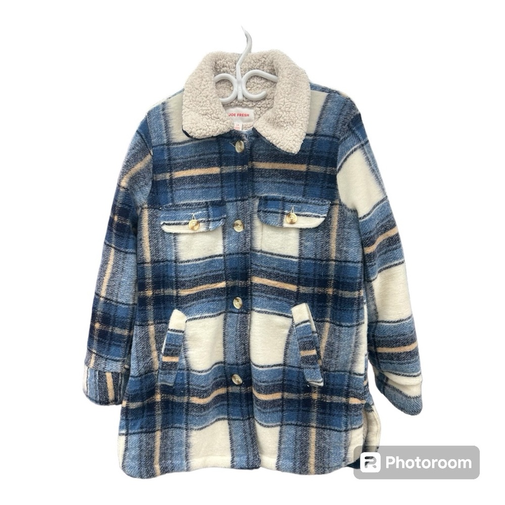 Joe Fresh Blue and Cream Plaid Coat